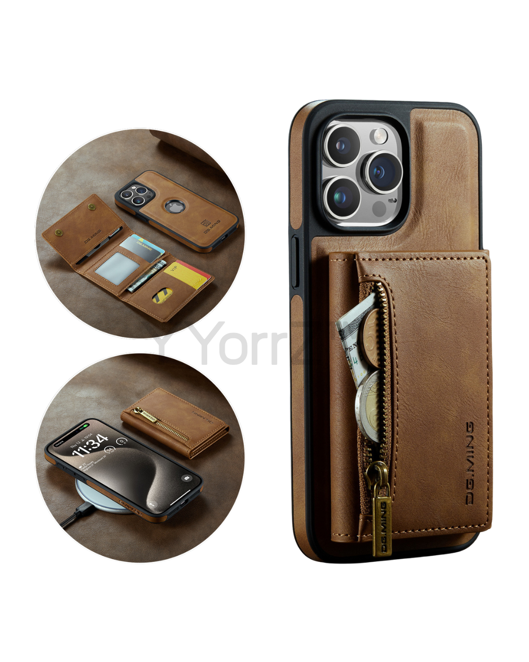 The full compartments of the Magnetic Leather Wallet iPhone Cover