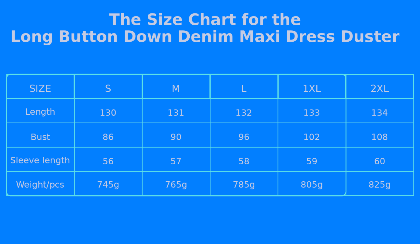 Long Button Down Denim Maxi Dress Duster