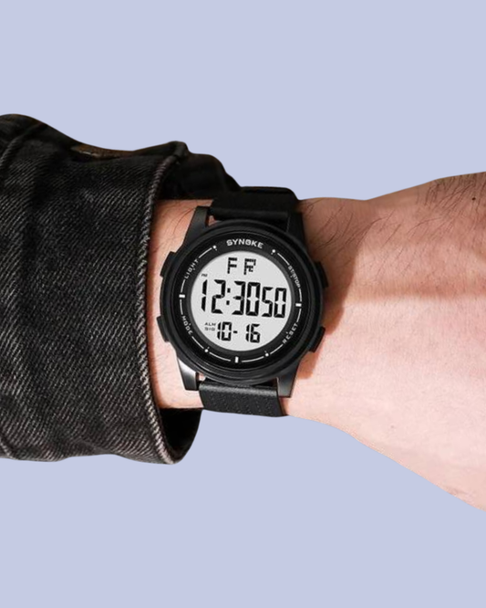 The white SYNOKE 9822 Waterproof Digital Sports Watch in real life