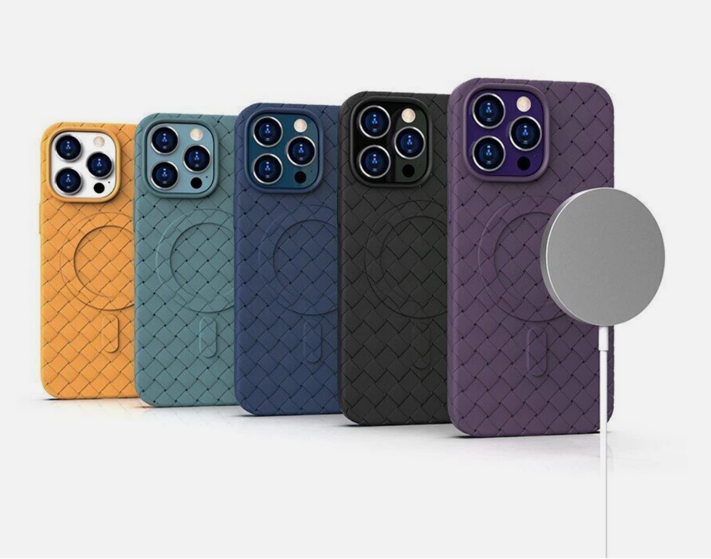 The Woven Pattern Magnetic Suction iPhone Case with Heat Dissipation