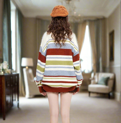 Back view of the Gospel Striped Loose Sweater