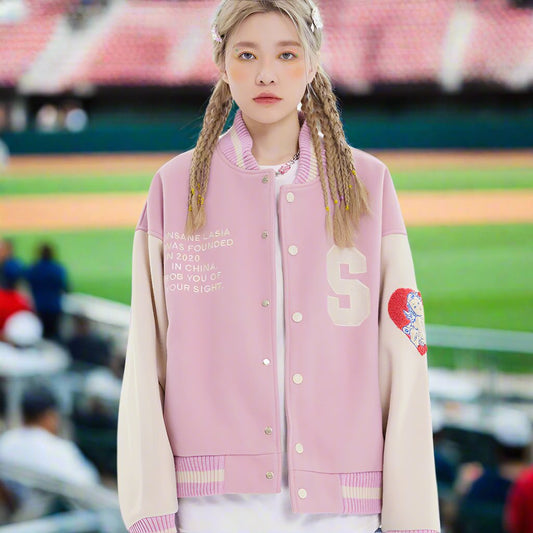 Pink Baseball Blush Varsity Jacket