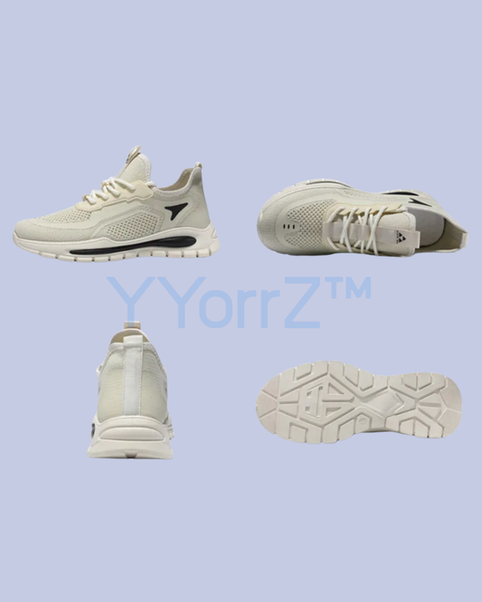 The Beige Lightweight Breathable Mesh Sneakers with EVA Insole and Rubber Sole