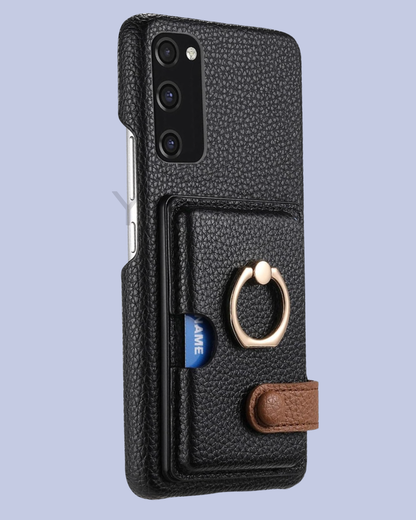 The Black Galaxy A52 Card Slot Leather Case