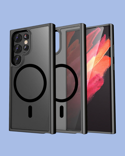 The black color Galaxy Symmetry Magnet Frosted Phone Case