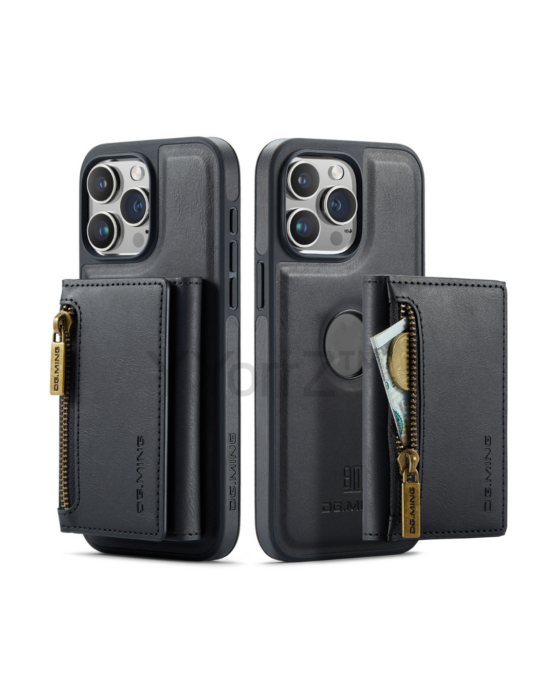 The black Magnetic Leather Wallet iPhone Cover