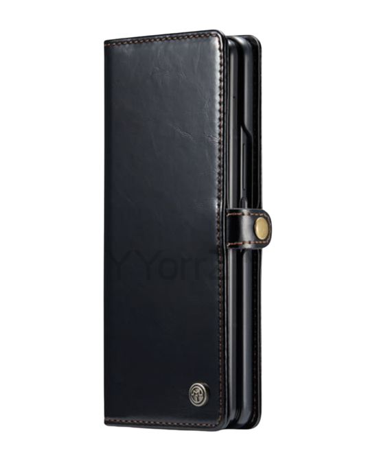 The black Samsung Galaxy Z Fold3 5G Magnetic Leather Wallet Cover