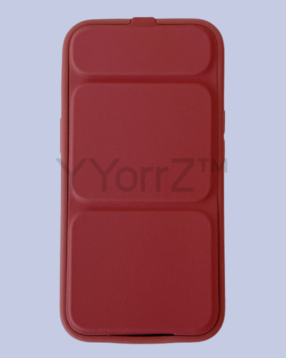 The burgundy Slim Tri-Fold Stand Silicone iPhone Case