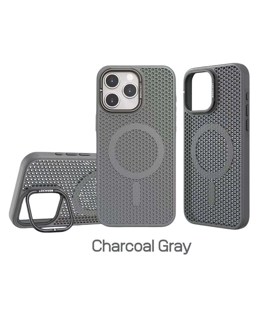Mesh Design MagSafe Camera Ring Kickstand iPhone Case