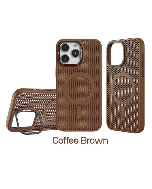 Mesh Design MagSafe Camera Ring Kickstand iPhone Case