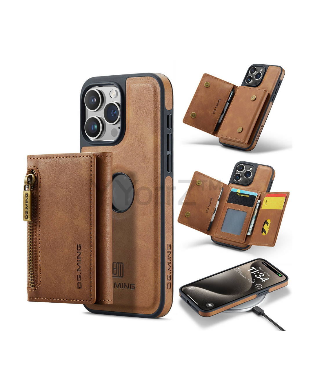 The compartments of the Magnetic Leather Wallet iPhone Cover