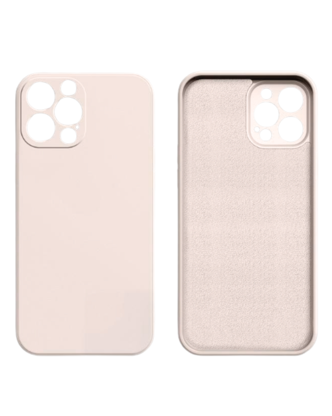 The front and back view of the cream Liquid Silicone iPhone Case