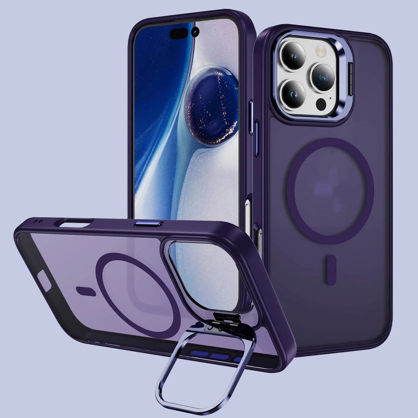 Dark Purple Max Full Body Magnetic Shockproof MagSafe with Kickstand iPhone Cover
