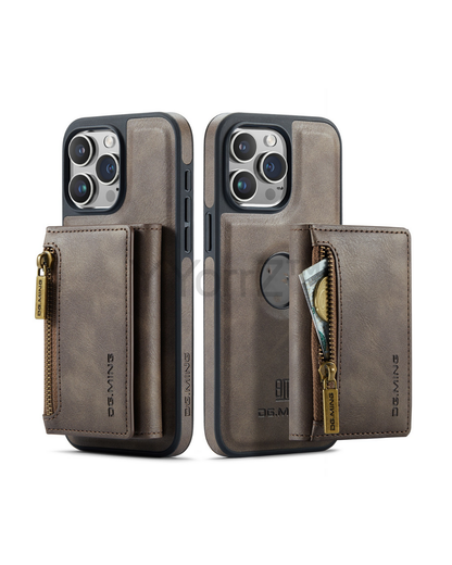 Display of the taupe brown Magnetic Leather Wallet iPhone Cover