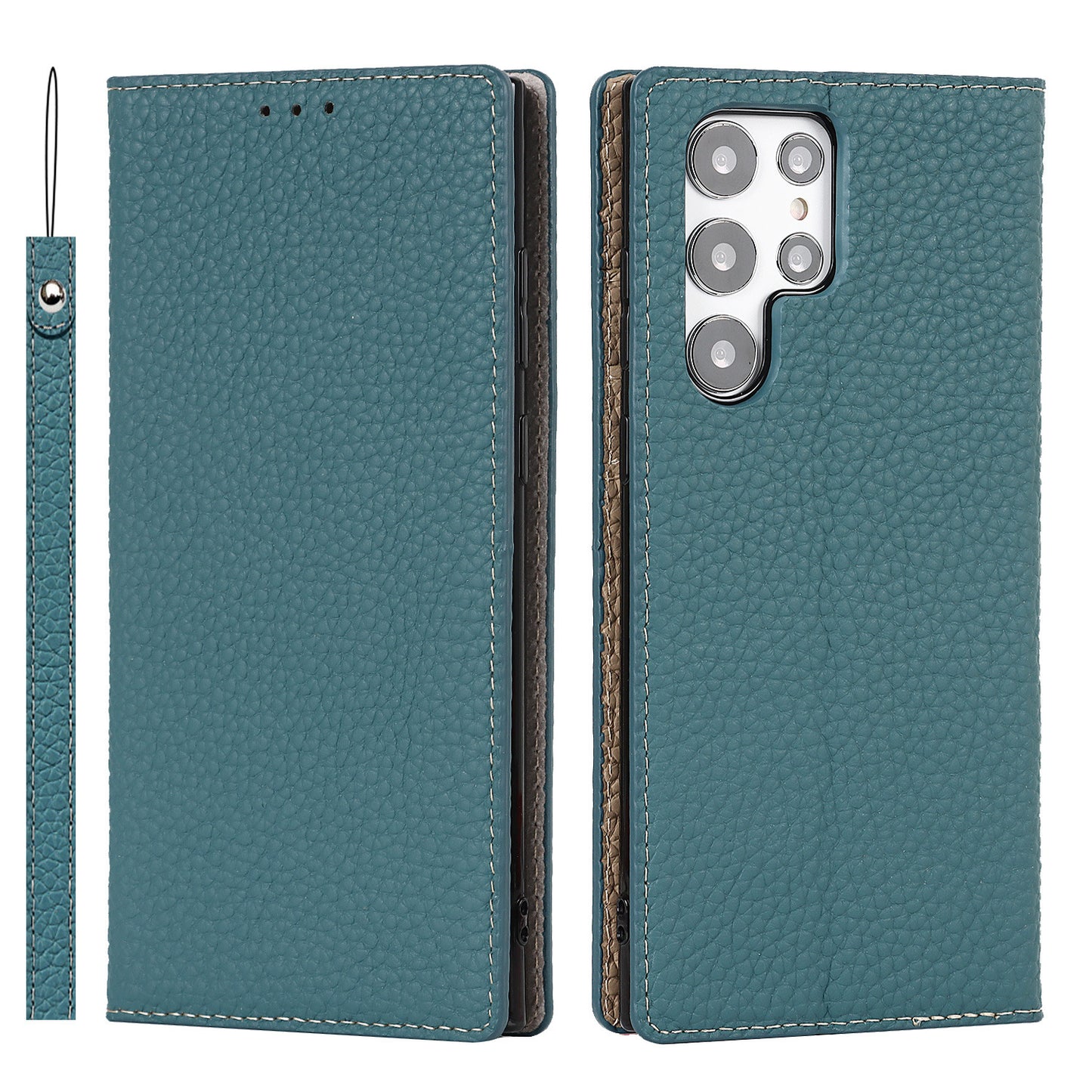 The display of deep teal Samsung Galaxy Leather Wallet Phone Case