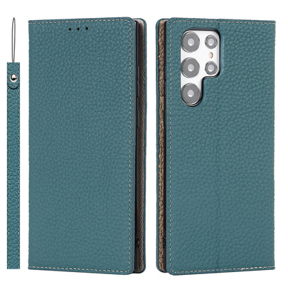 The display of deep teal Samsung Galaxy Leather Wallet Phone Case