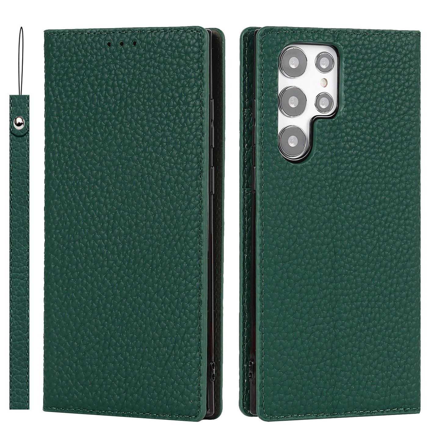 Display of the deep green Samsung Galaxy Leather Wallet Phone Case