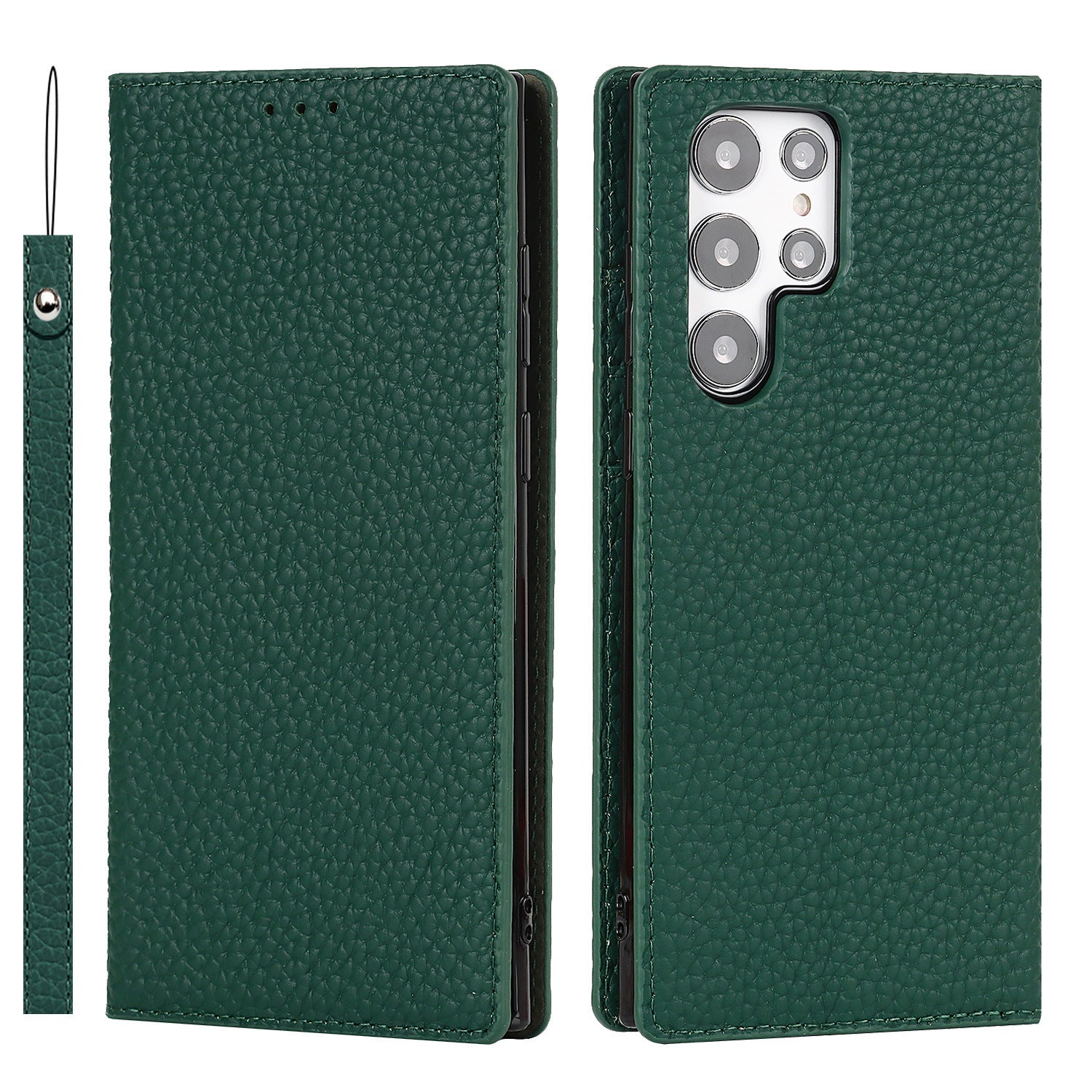 Display of the deep green Samsung Galaxy Leather Wallet Phone Case
