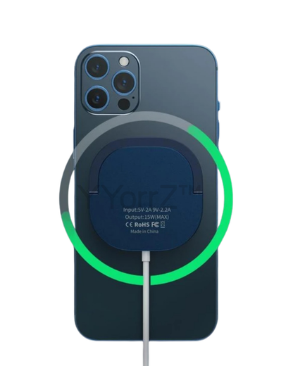 The display of the navy blue Snap Wireless Charger with Kickstand