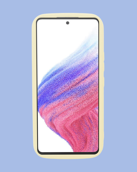 The display of the pastel yellow Galaxy Wavy Edge Case
