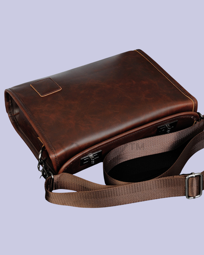 The flat view of the Vintage Style Crossbody Messenger Bag