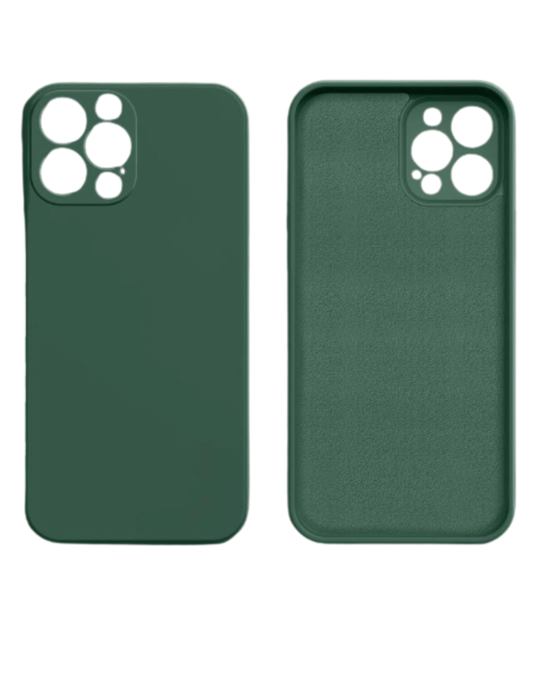 The front and back view of the forest green Liquid Silicone iPhone Case