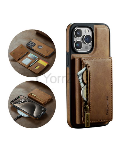 The full compartments of the Magnetic Leather Wallet iPhone Cover