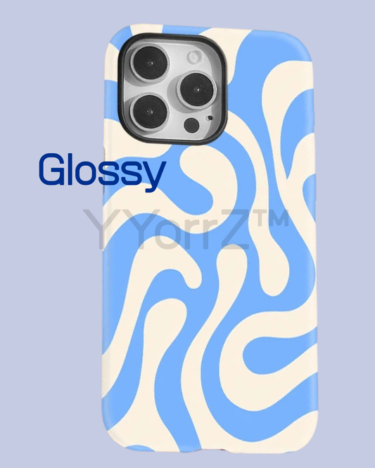 The Glossy Blue Cream Swirl Wavy Solid iPhone Case