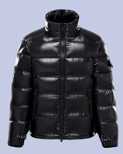 The Glossy Down Puffer Hooded Jacket without the Hood