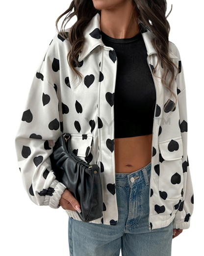 More real example of the Heart Pattern Lightweight Bomber Jacket