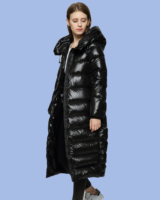 The side view of the Long Puffer Parka Coat