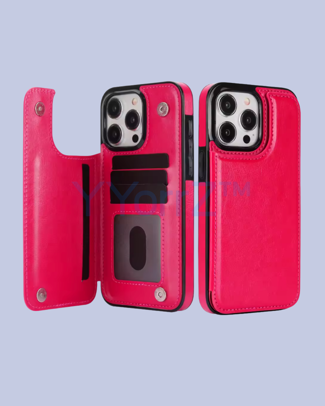 Magenta Flip Wallet Card Holder iPhone Leather Case