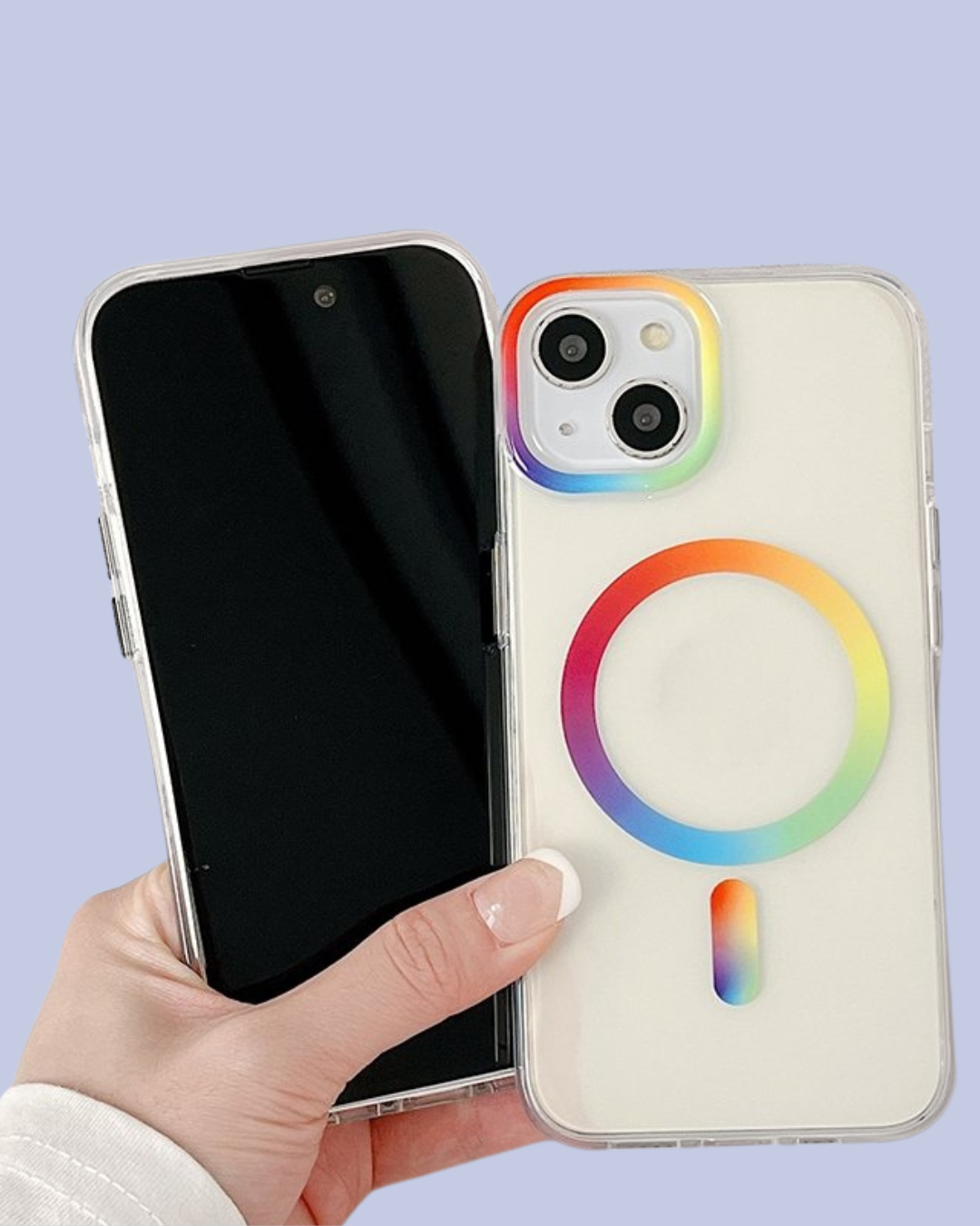 The magnetic suction Rainbow Design Transparent iPhone Cover