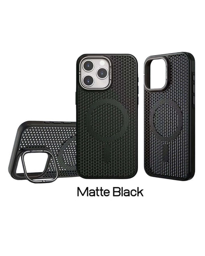 Mesh Design MagSafe Camera Ring Kickstand iPhone Case