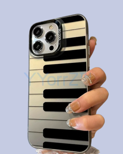 The Midnight Black Piano Key Design iPhone Case