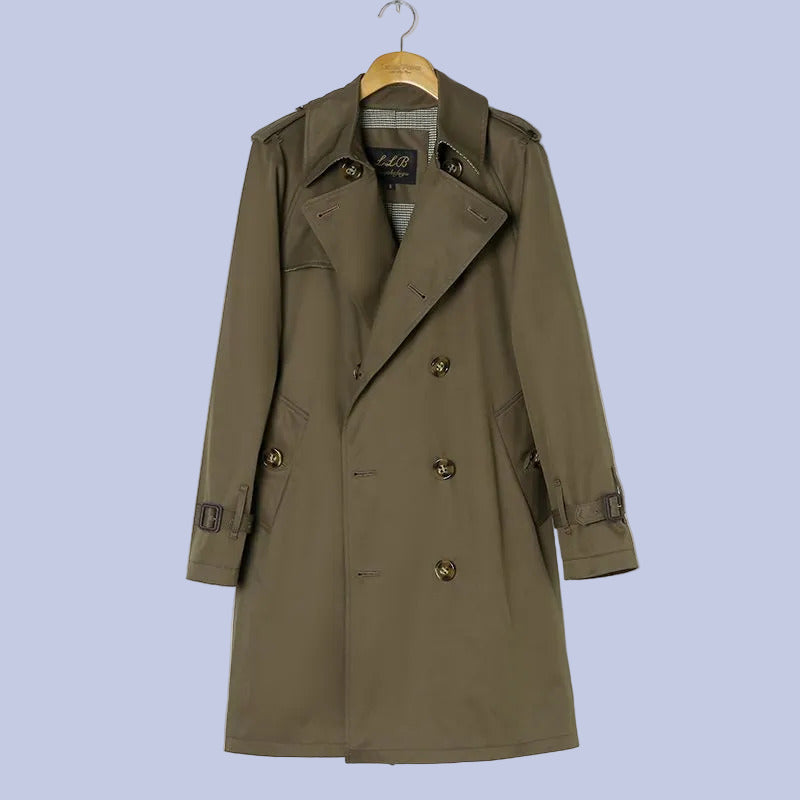 The military olive Military Style Double-Breasted Trench Coat