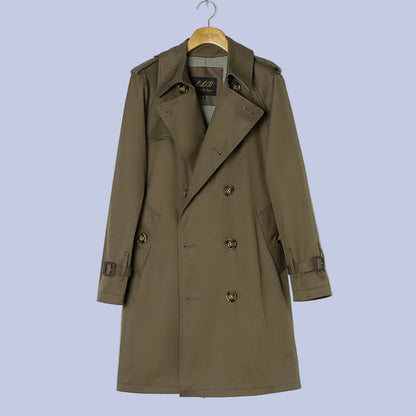 The military olive Military Style Double-Breasted Trench Coat