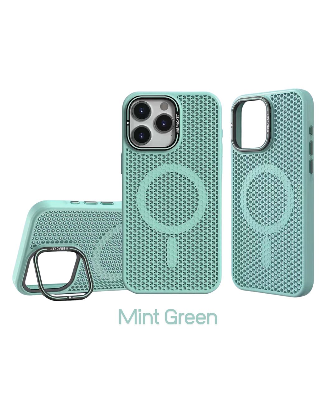 Mesh Design MagSafe Camera Ring Kickstand iPhone Case