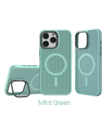 Mesh Design MagSafe Camera Ring Kickstand iPhone Case
