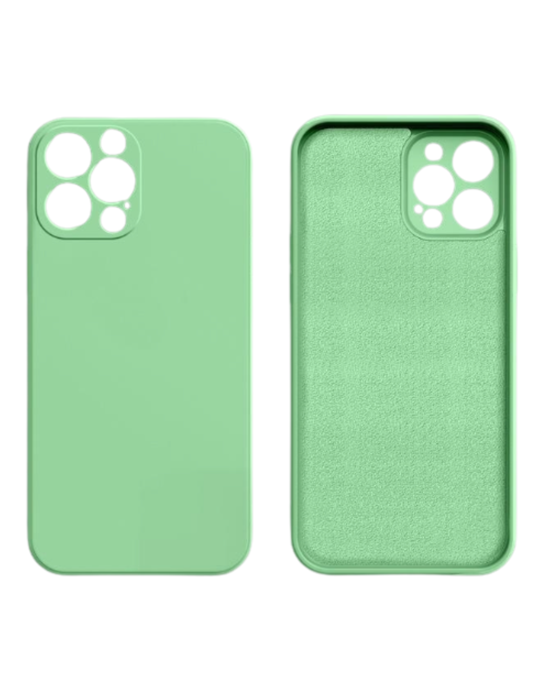 The front and back view of the mint green Liquid Silicone iPhone Case