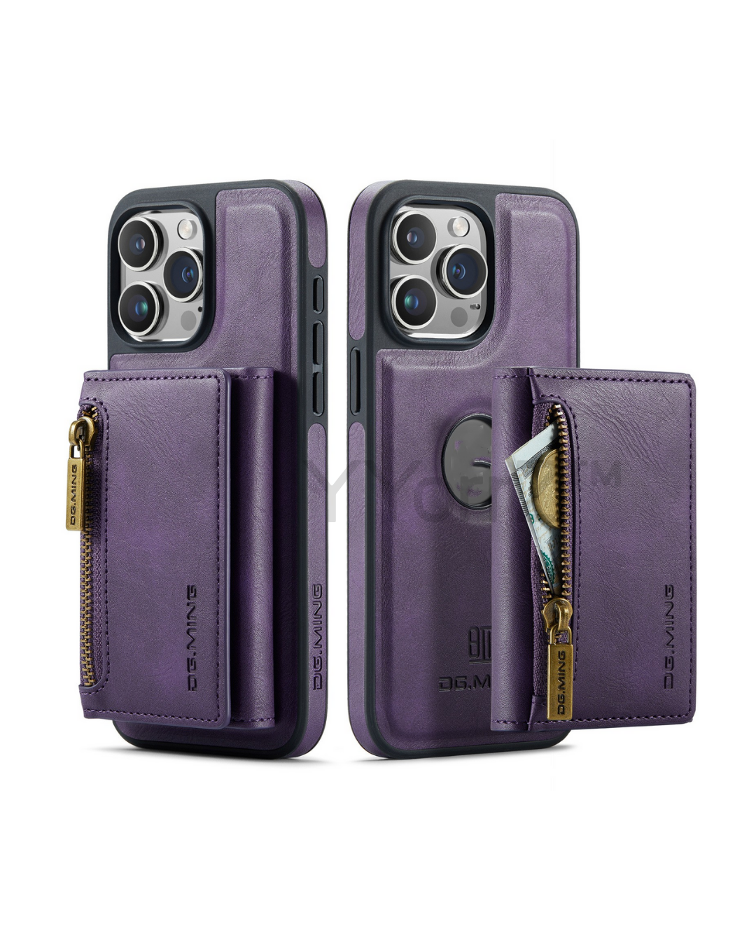 The muted purple Magnetic Leather Wallet iPhone Cover