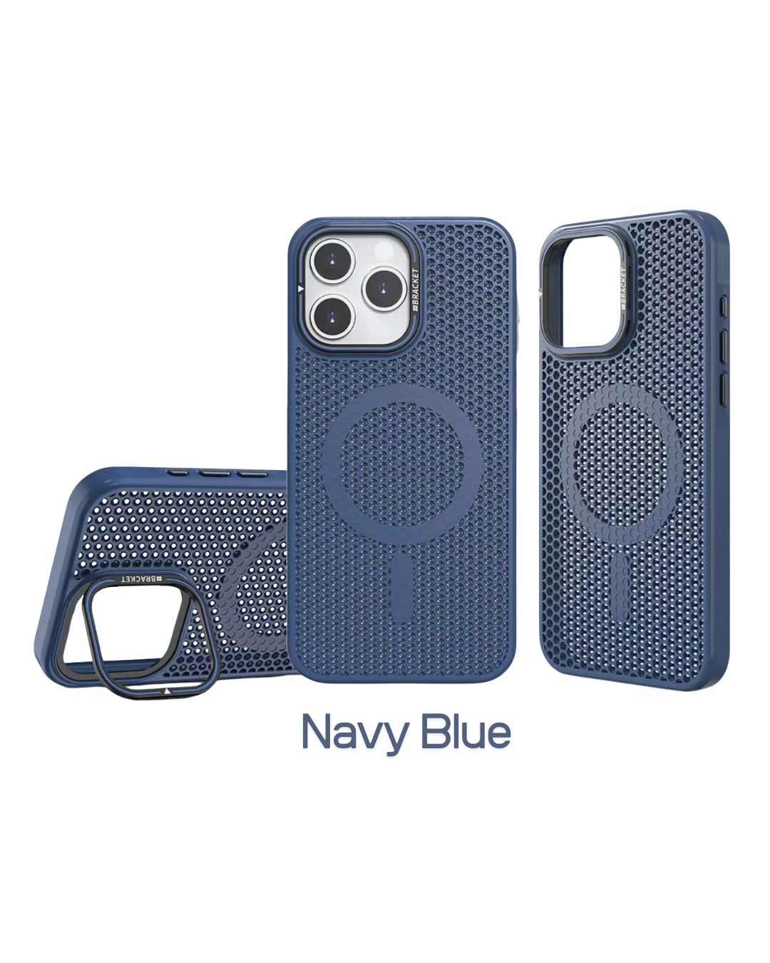 Mesh Design MagSafe Camera Ring Kickstand iPhone Case