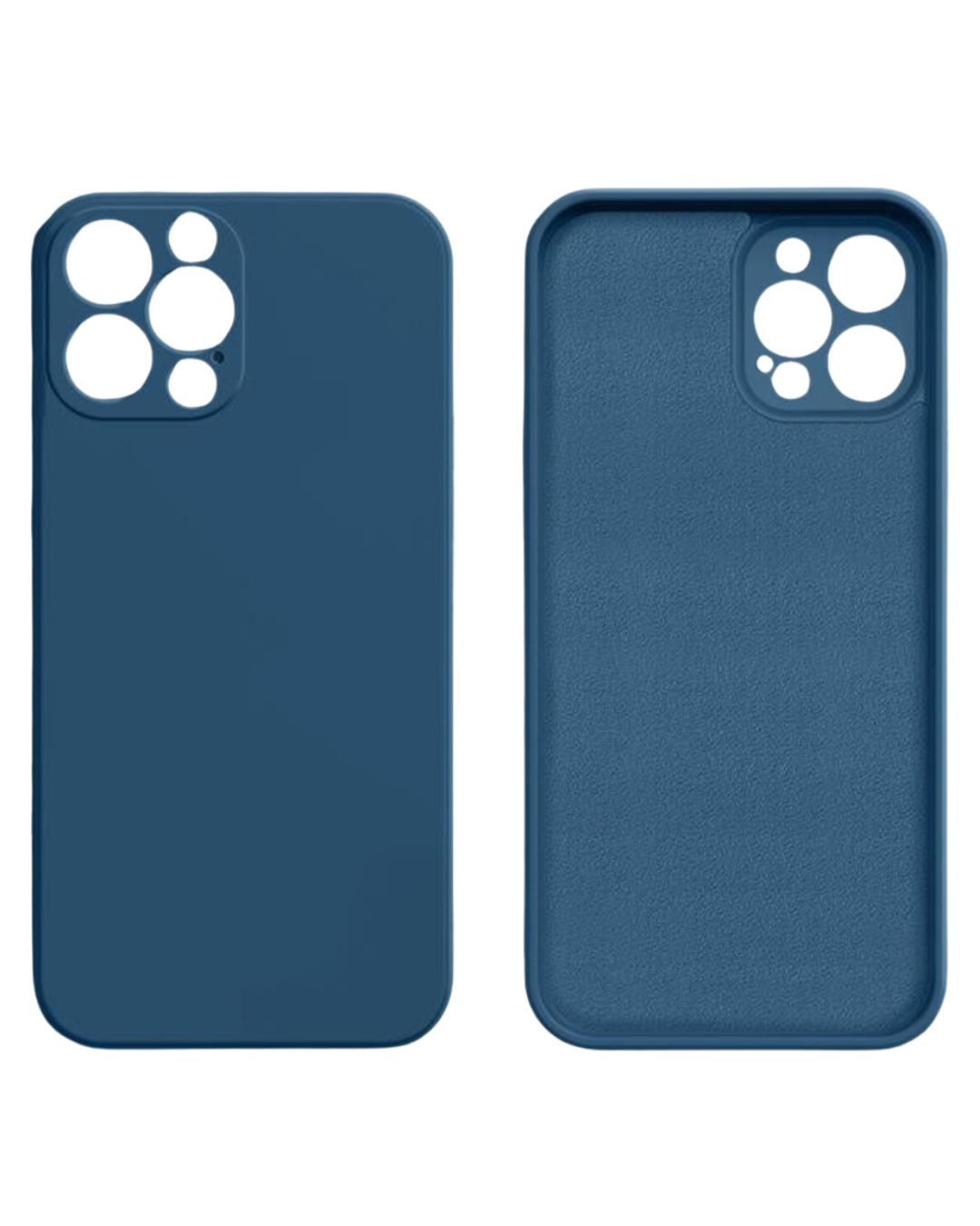 The front and back view of the navy blue Liquid Silicone iPhone Case