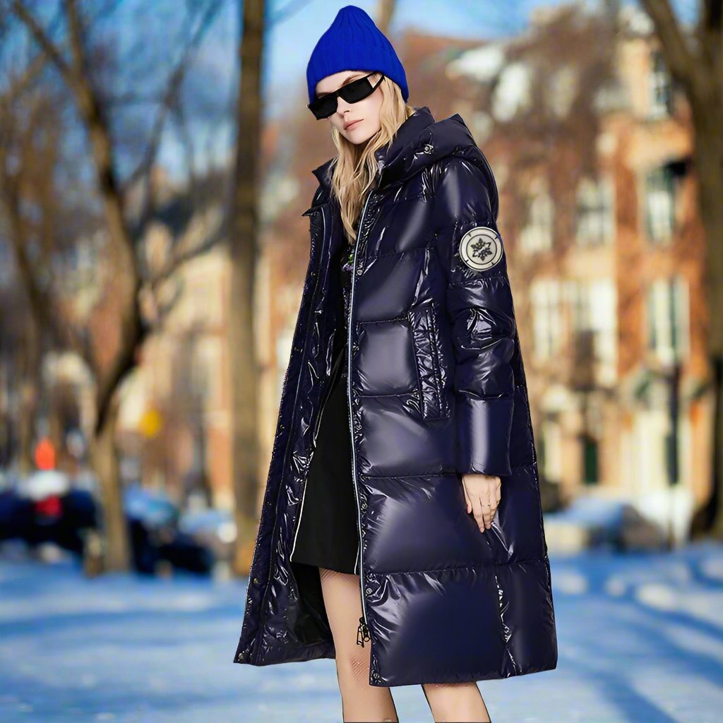 Navy Blue Reflective Winter Puffer Coat