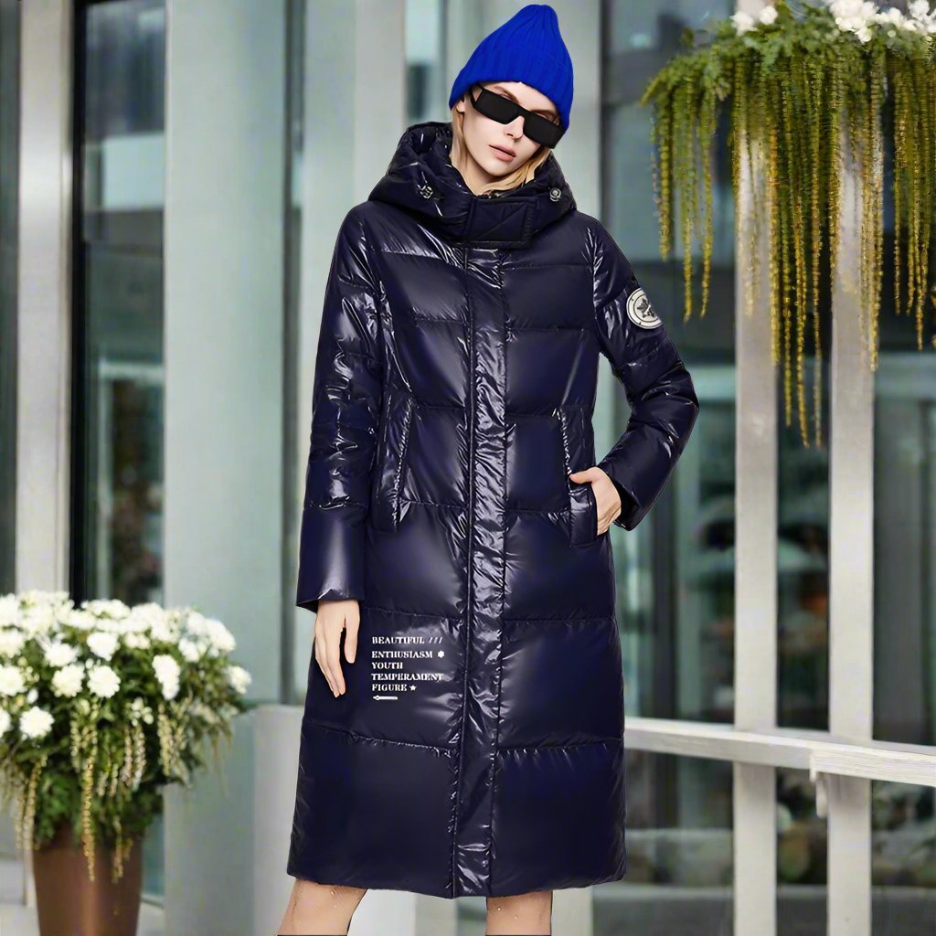 Navy Blue of Reflective Winter Puffer Coat