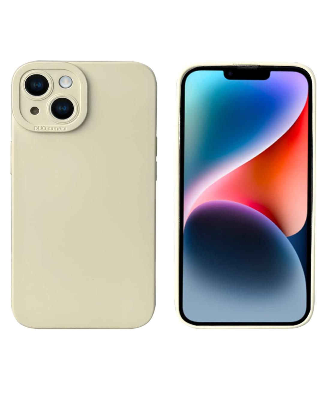 Display of an iPhone in a off-white Liquid Silicone iPhone Case