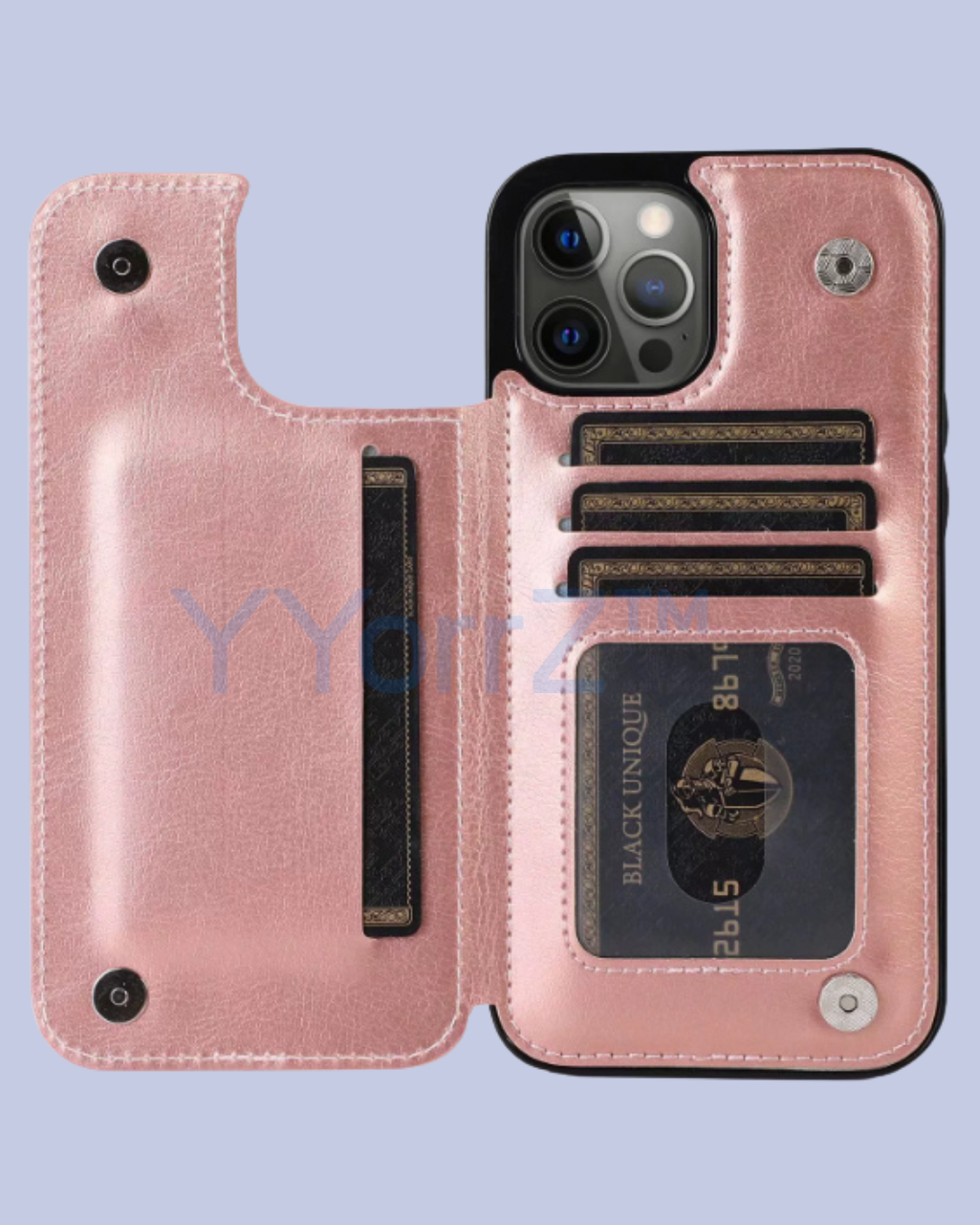 Open Rose Pink Flip Wallet Card Holder iPhone Leather Case