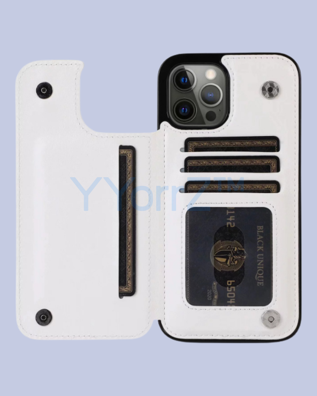Open White Flip Wallet Card Holder iPhone Leather Case
