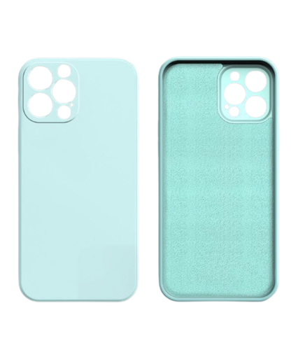 The front and back view of the pastel teal Liquid Silicone iPhone Case
