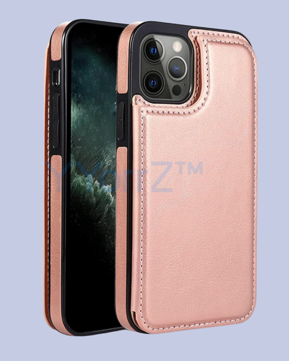 Rose Pink Flip Wallet Card Holder iPhone Leather Case